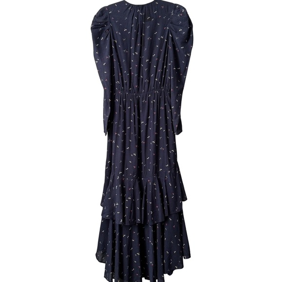 Joie Miraly Dragonfly Print Wrap Midi Dress Navy Blue Medium - Picture 6 of 10